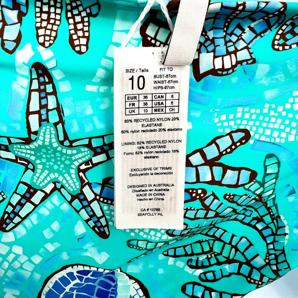 SEAFOLLY Women's La Mer Hipster Bikini Bottoms Size 6 Aquatic Blue NWT - Picture 10 of 15
